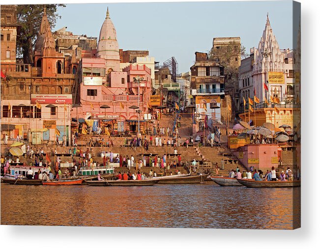 India Acrylic Print featuring the photograph Varanasi from Ganges River by Aivar Mikko