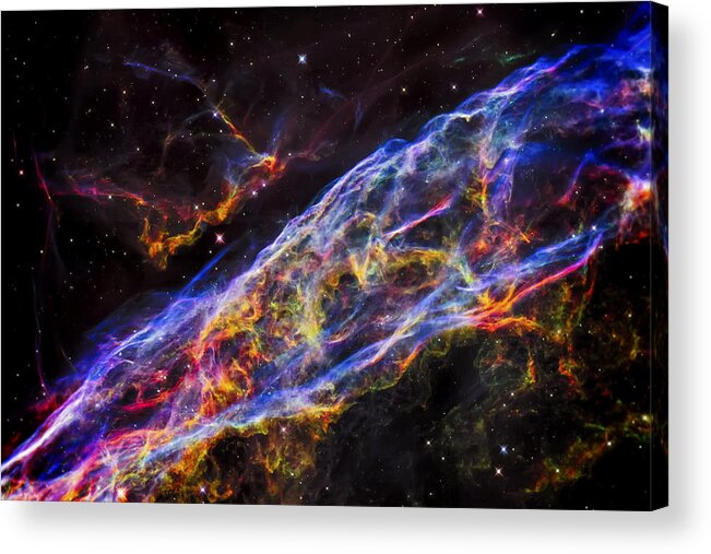 The Universe Acrylic Print featuring the photograph Veil Nebula - Rainbow Supernova by Jennifer Rondinelli Reilly - Fine Art Photography