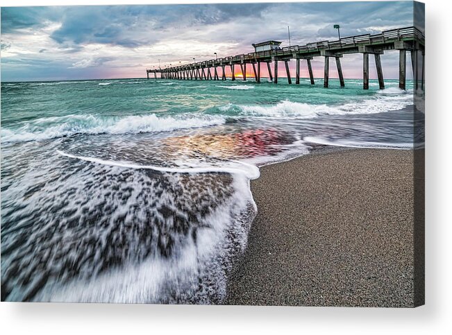 Turquoise Water Acrylic Print featuring the photograph Venice Beach Moody Sunset by Joe Holley
