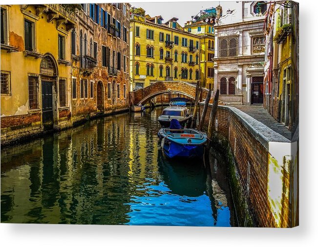 Italy Acrylic Print featuring the photograph Venice Canal in Italy by Marilyn Burton