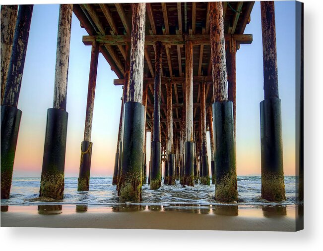 Pier Acrylic Print featuring the photograph Ventura Pier Blue and Gold 1 by Wendell Ward