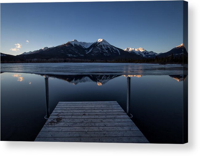 Lakes Acrylic Print featuring the photograph Vermillion lakes at dawn by Celine Pollard