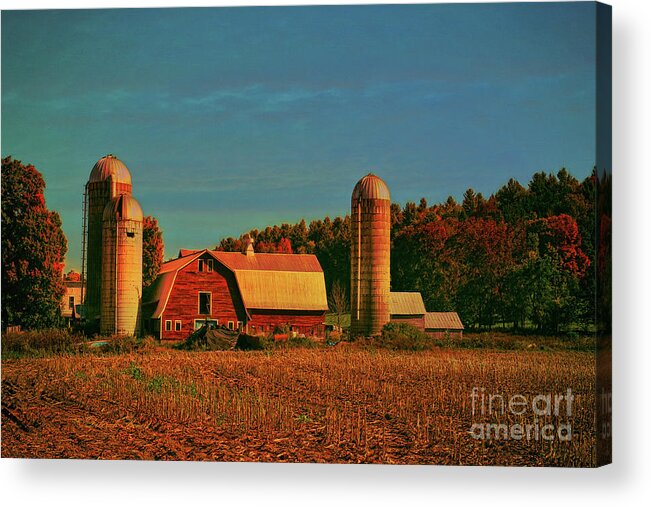 Vermont Acrylic Print featuring the photograph Vermont Autumn Barn by Deborah Benoit