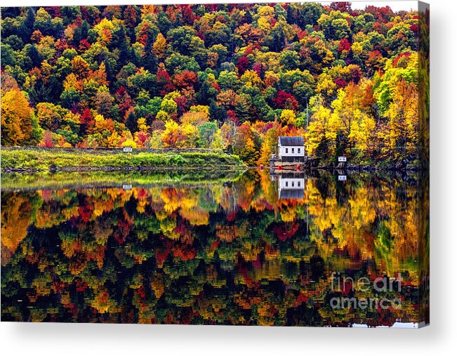 Vermont Acrylic Print featuring the photograph Vermont Autumn Reflections by Jean Hutchison