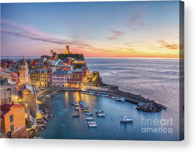 Cinque Terre Acrylic Print featuring the photograph Vernazza at Sunset by Jennifer Ludlum