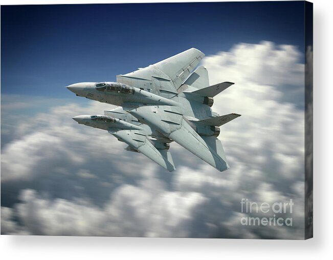 F-14 Tomcat Acrylic Print featuring the digital art VF-101 Grim reapers by Airpower Art