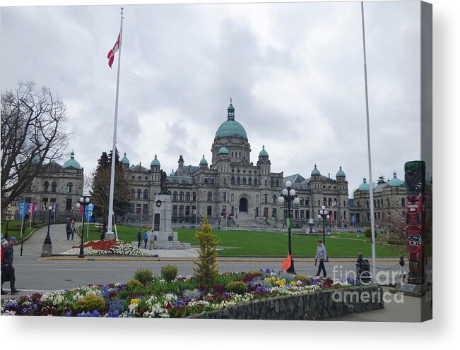 Victoria Acrylic Print featuring the photograph Victoria British Columbia Parliament Building by Charles Robinson
