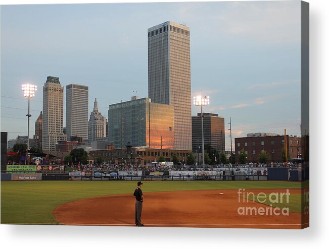 Tulsa Acrylic Print featuring the photograph View from 3rd Base 2 by Sheri Simmons