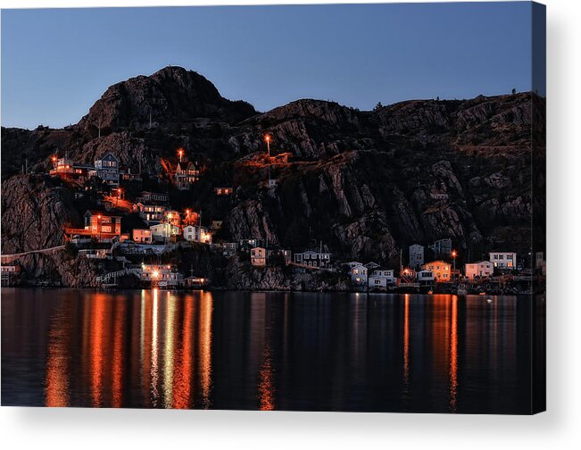 Atlantic Acrylic Print featuring the photograph View From The Harbor St Johns Newfoundland Canada at Dusk by Steve Hurt