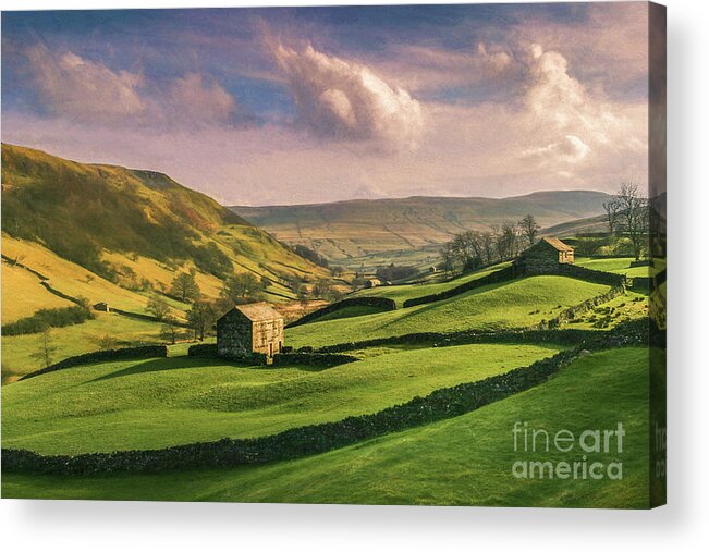 Philip Preston Acrylic Print featuring the photograph View Of Wensleydale, Yorkshire Dales National Park, Yorkshire, England UK by Philip Preston