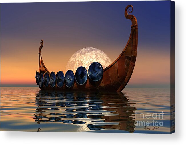 Viking Acrylic Print featuring the painting Viking Boat by Corey Ford