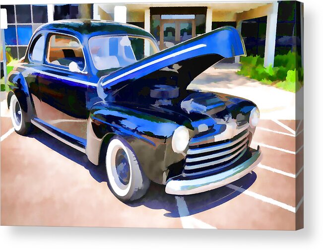 Black Acrylic Print featuring the painting Vintage And Classic Car 1 by Jeelan Clark