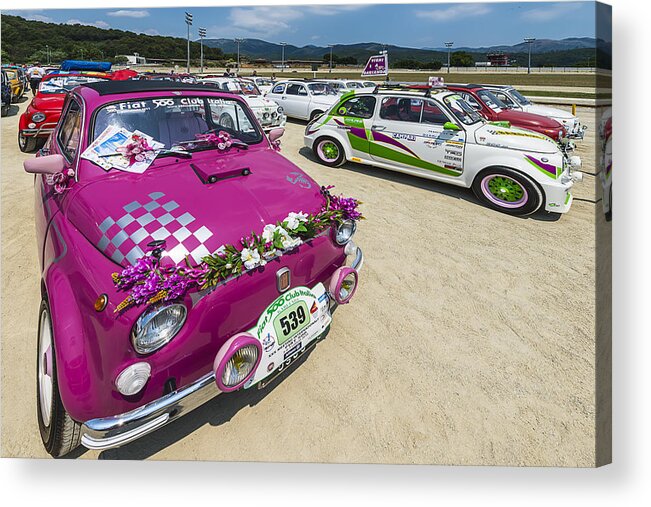 Vintage Acrylic Print featuring the photograph Vintage Cars 500 Garlenda Villanova Rally 3 by Enrico Pelos