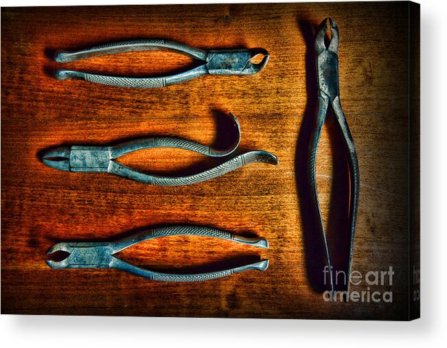 Paul Ward Acrylic Print featuring the photograph Vintage Dental Tooth Extraction Tools by Paul Ward