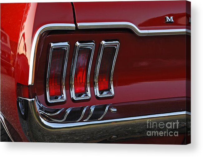 Vintage Acrylic Print featuring the photograph Vintage Ford Mustang Taillight by Helmut Meyer zur Capellen