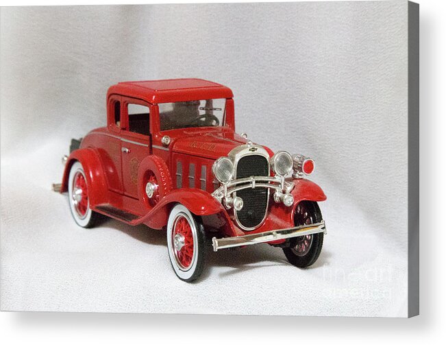 Vintage Acrylic Print featuring the photograph Vintage Model Fire ChiefCar by Linda Phelps