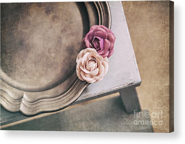 Paper Acrylic Print featuring the photograph Vintage styled platter still life by Sophie McAulay