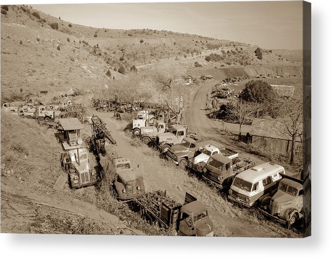 Vintage Acrylic Print featuring the photograph Vintage Truck yard by Darrell Foster