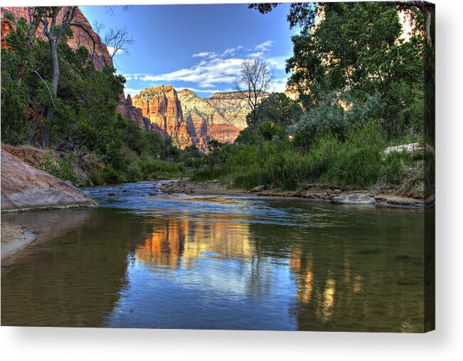 Utah Acrylic Print featuring the photograph Virgin River by Peter Kennett