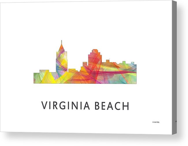 Virginia Beach Virginia Skyline Acrylic Print featuring the digital art Virginia Beach Virginia Skyline by Marlene Watson