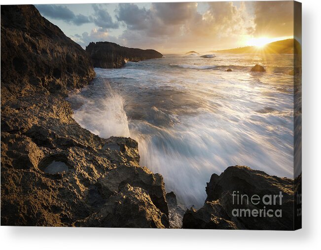Manati Acrylic Print featuring the photograph Volcanic Rock Sunrise by Ernesto Ruiz