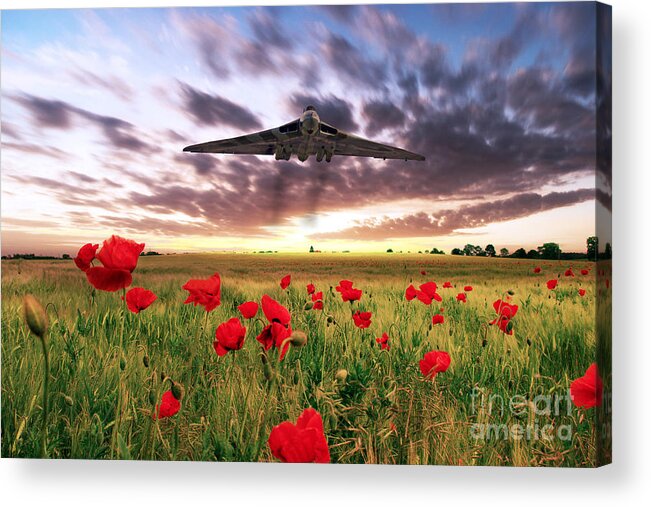 Avro Vulcan Acrylic Print featuring the digital art Vulcan Poppy Fly Past by Airpower Art