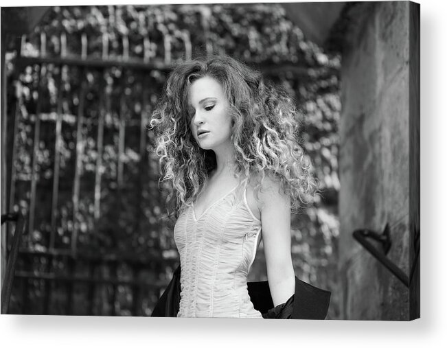 Woman Acrylic Print featuring the photograph Vulnerable, Paris by Jean Gill