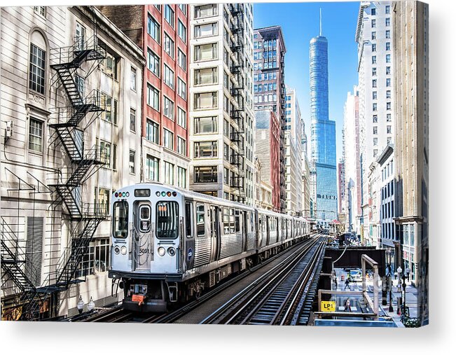 Architecture Acrylic Print featuring the photograph The Wabash L Train by David Levin