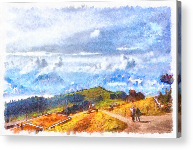 Swiss Alps Acrylic Print featuring the photograph Walking out on a Swiss landscape by Ashish Agarwal