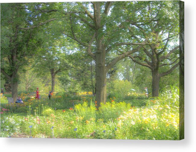 Walking Thru The Park. In The Park Acrylic Print featuring the photograph Walking thru the Park by Kathy Paynter