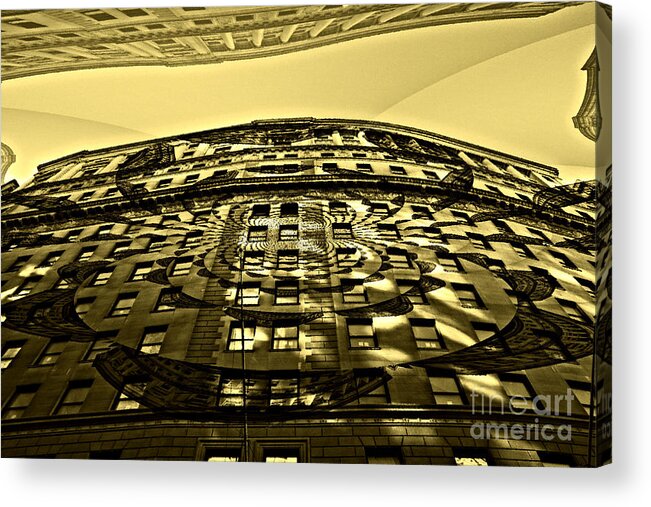 Wall St. Building Acrylic Print featuring the photograph Wall Street Looking Up by Julie Lueders 
