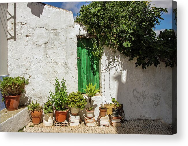 Wall Acrylic Print featuring the photograph Wall with Green Door by Jeff Townsend