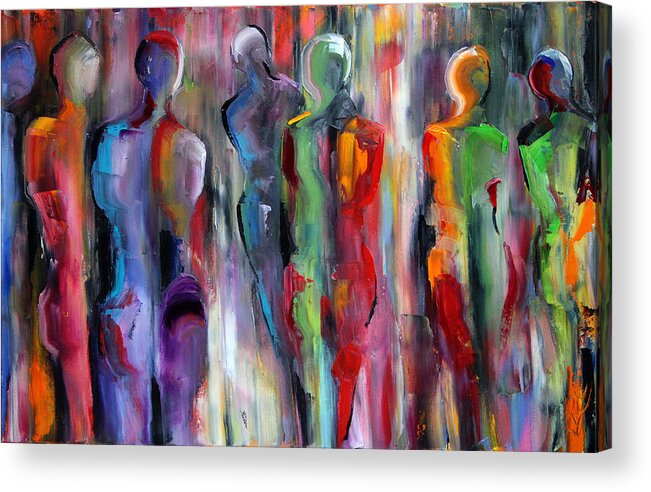 Figurative Painted Pull Acrylic Print featuring the painting Wanderers by Laurie Pace