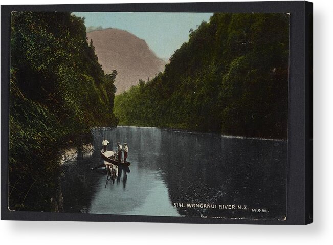 Wanganui River Acrylic Print featuring the painting Wanganui River, The New Zealand, 1904-1915, Dunedin, by Muir and Moodie studio by Celestial Images