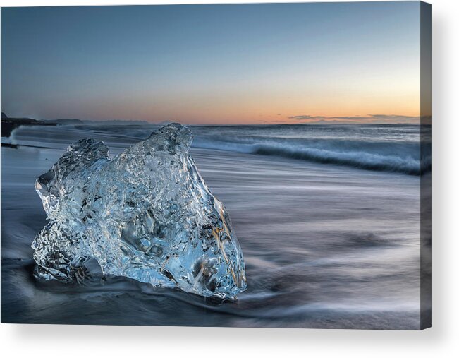 Landscape Acrylic Print featuring the photograph Washed Up Ice at Dawn by Scott Cunningham