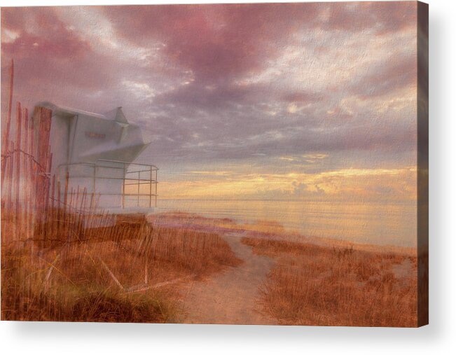Clouds Acrylic Print featuring the photograph Watching the Day Begin in Sepia Watercolors by Debra and Dave Vanderlaan