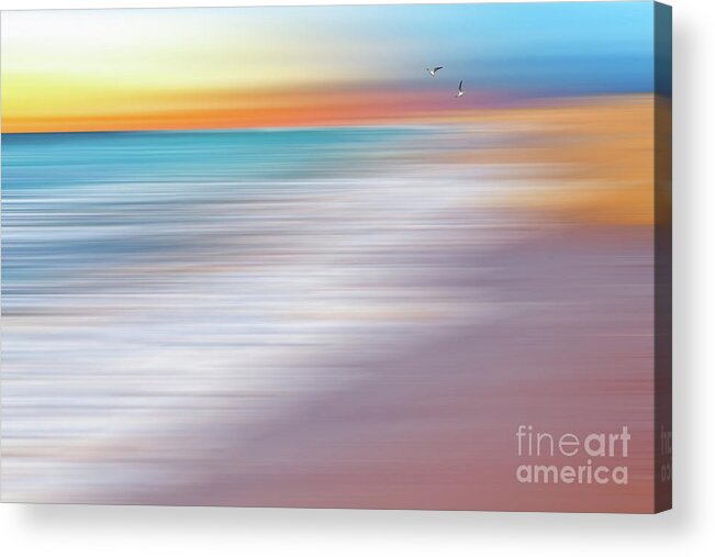 Waves Acrylic Print featuring the photograph Water Abstraction II with Gulls by Kaye Menner by Kaye Menner