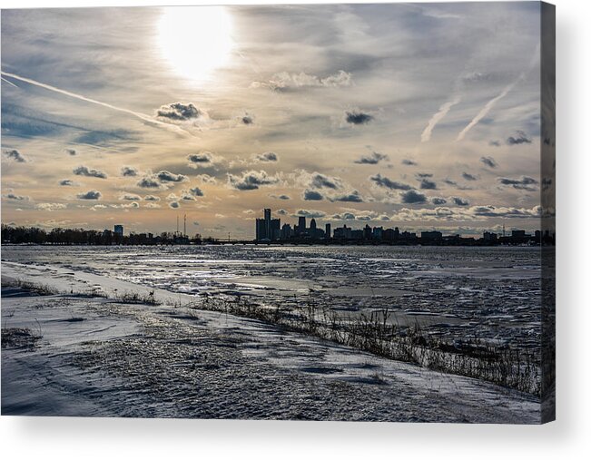 Detroit Acrylic Print featuring the photograph Water Colors Detroit by Pravin Sitaraman