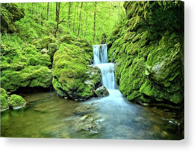 Mossy Acrylic Print featuring the photograph Water Stairs by Bonfire Photography