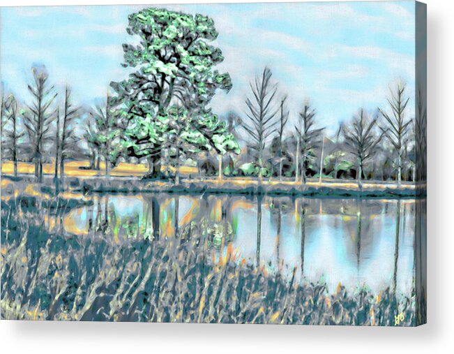 Pond Acrylic Print featuring the photograph Watercolor Pond Scenery by Gina O'Brien