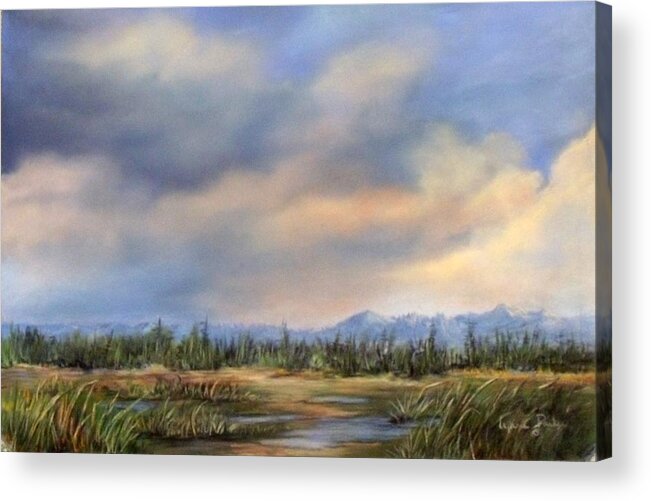 Landscape Acrylic Print featuring the painting Waterfowl Stop Over by Lynne Parker