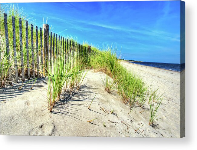 Sand Acrylic Print featuring the photograph Waterfront Sand Dune And Grass by Gary Slawsky