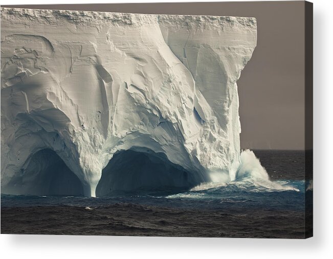 00427971 Acrylic Print featuring the photograph Wave Crashing Into Eroded Tunnel by Colin Monteath