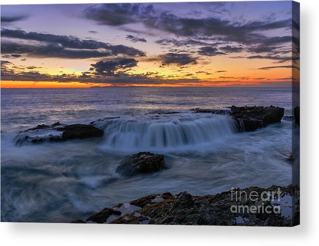 Waves Acrylic Print featuring the photograph Wave Over The Rocks by Eddie Yerkish