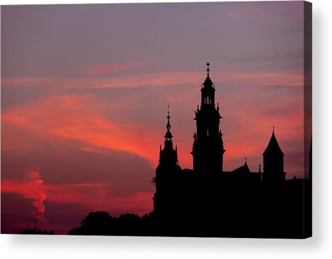 Krakow Acrylic Print featuring the photograph Wawel Castle and Cathedral Silhouette in Krakow by Artur Bogacki