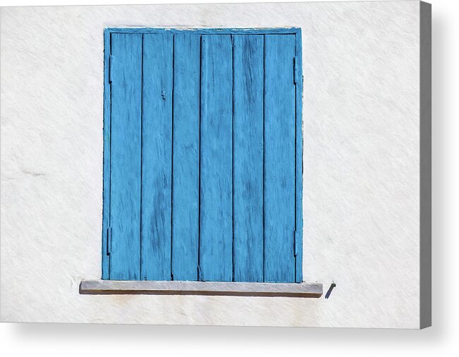 Blue Acrylic Print featuring the painting Weathered Blue Shutter by David Letts