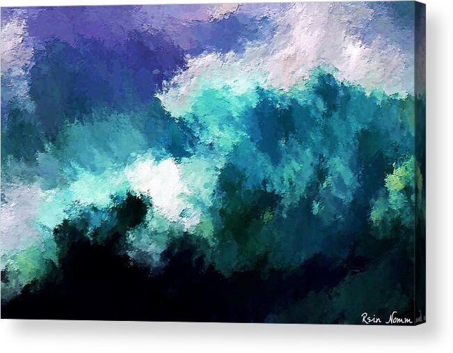 Breaking Waves Acrylic Print featuring the digital art Weathering the Storm by Rein Nomm