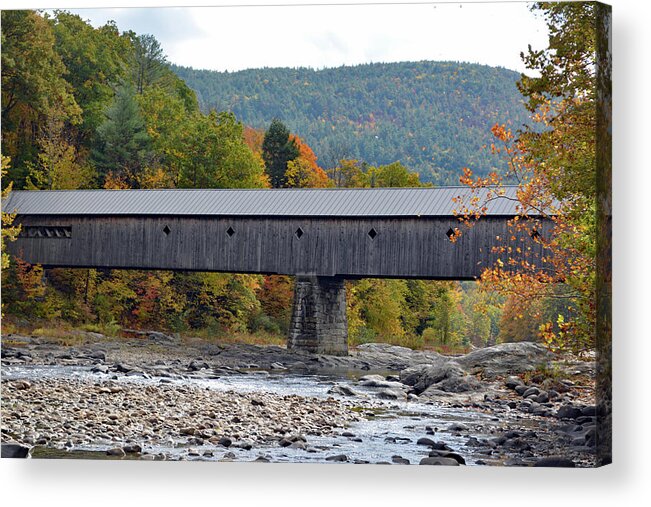 West Dummerstin Acrylic Print featuring the photograph West Dummerston Covered Bridge by Carolyn Mickulas