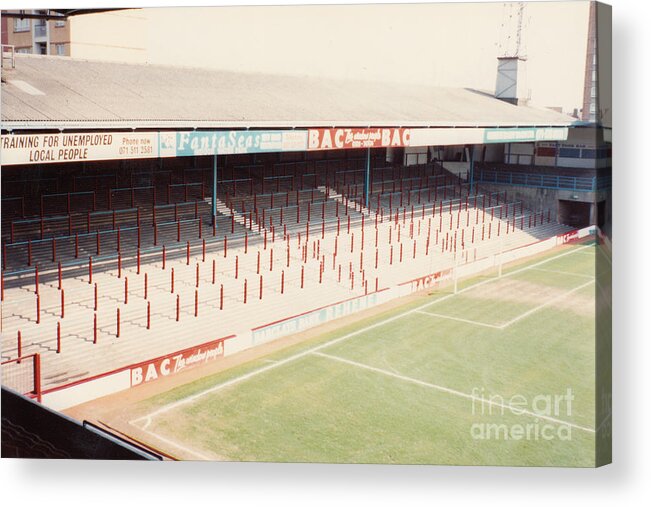 West Ham Acrylic Print featuring the photograph West Ham - Upton Park - North Stand 1 - April 1991 by Legendary Football Grounds