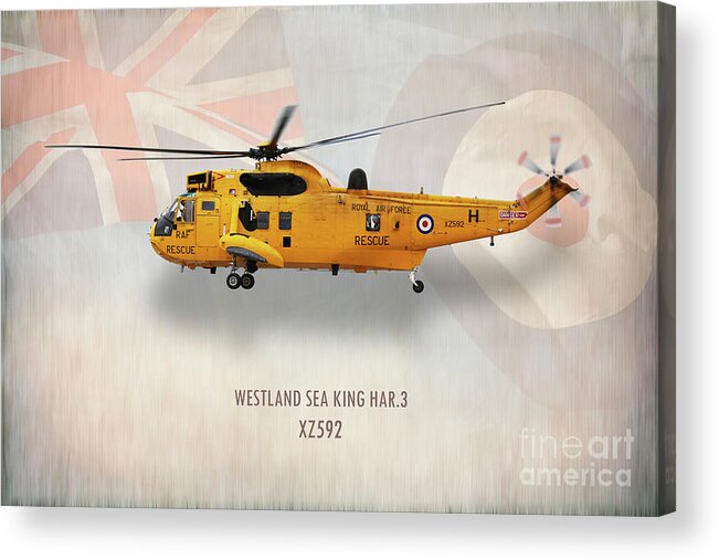 Sea King Acrylic Print featuring the digital art Westland Sea King HAR3 XZ592 by Airpower Art